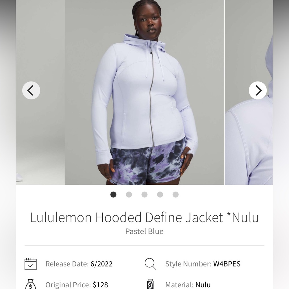 Lululemon Light Blue Hooded Define Jacket